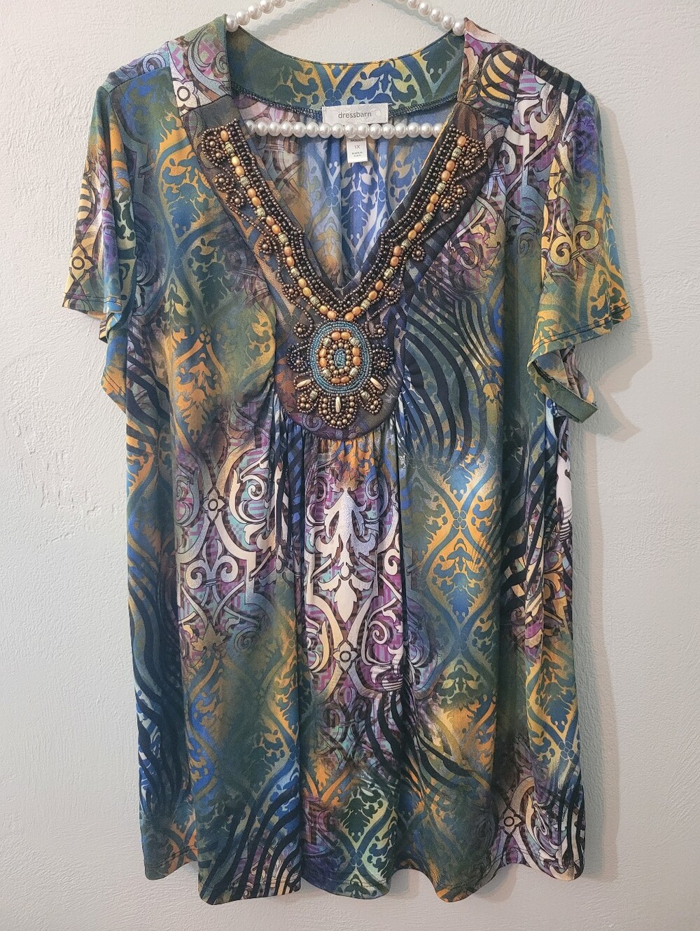 Dressbarn Beaded Retro Y2K Plus Size Top! Size 1X New Without Tag!